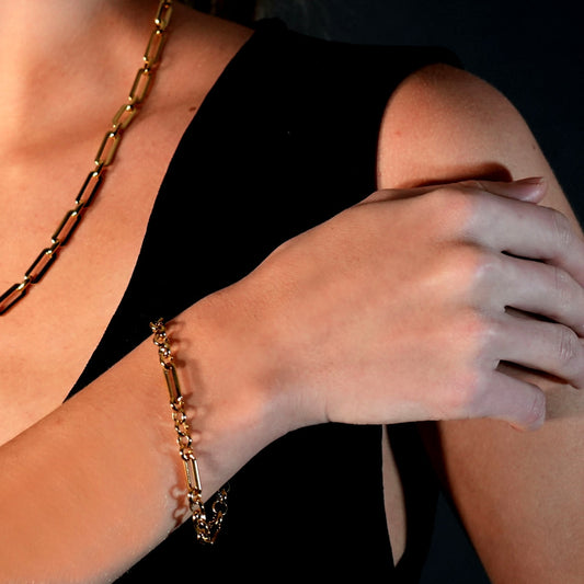 CLICHY Multi Shaped Linked & Beaded Statement Bracelet