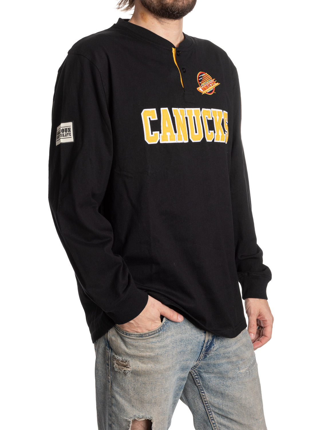 Retro Vancouver Canucks Long Sleeve Henley