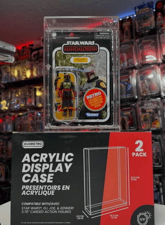 EVORETRO Acrylic Display Case for Star Wars & GI-Joe Carded 3.75" Action Figure Pack of 2