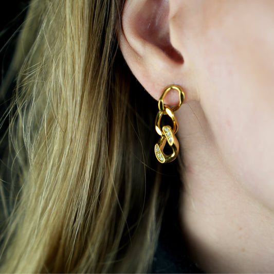 CUBA Cuban-Link Chain Zirconia Drop Earrings