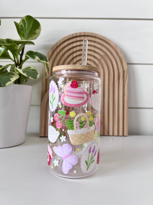 Cottagecore girly glass cup