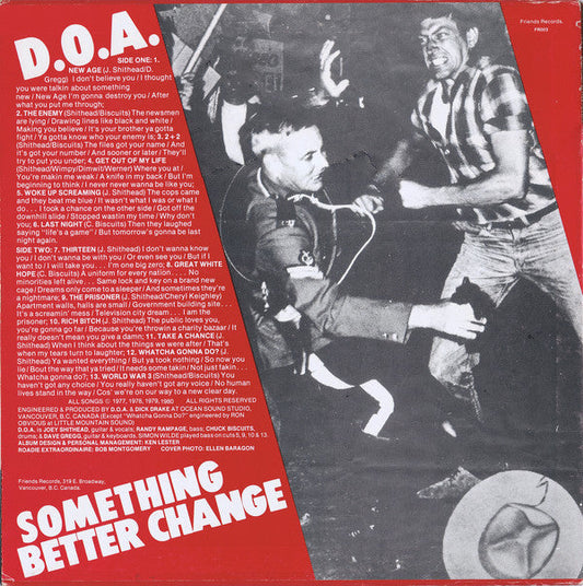 DOA – Something Better Change - 1980, 1er pressage, RARE