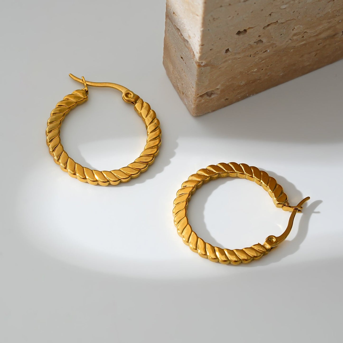 Style ORTANA: Sculptured Pattern Hoop Earrings