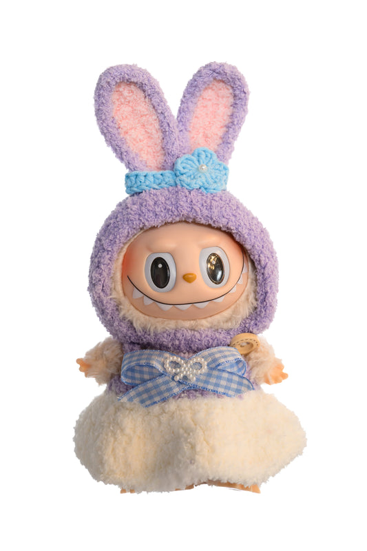 Handmade Labubu Outfit – Purple Bunny Edition