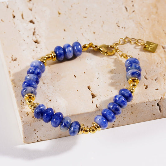 ELINA: Sodalite Stone & Gold Beaded Modern Boho Bracelet