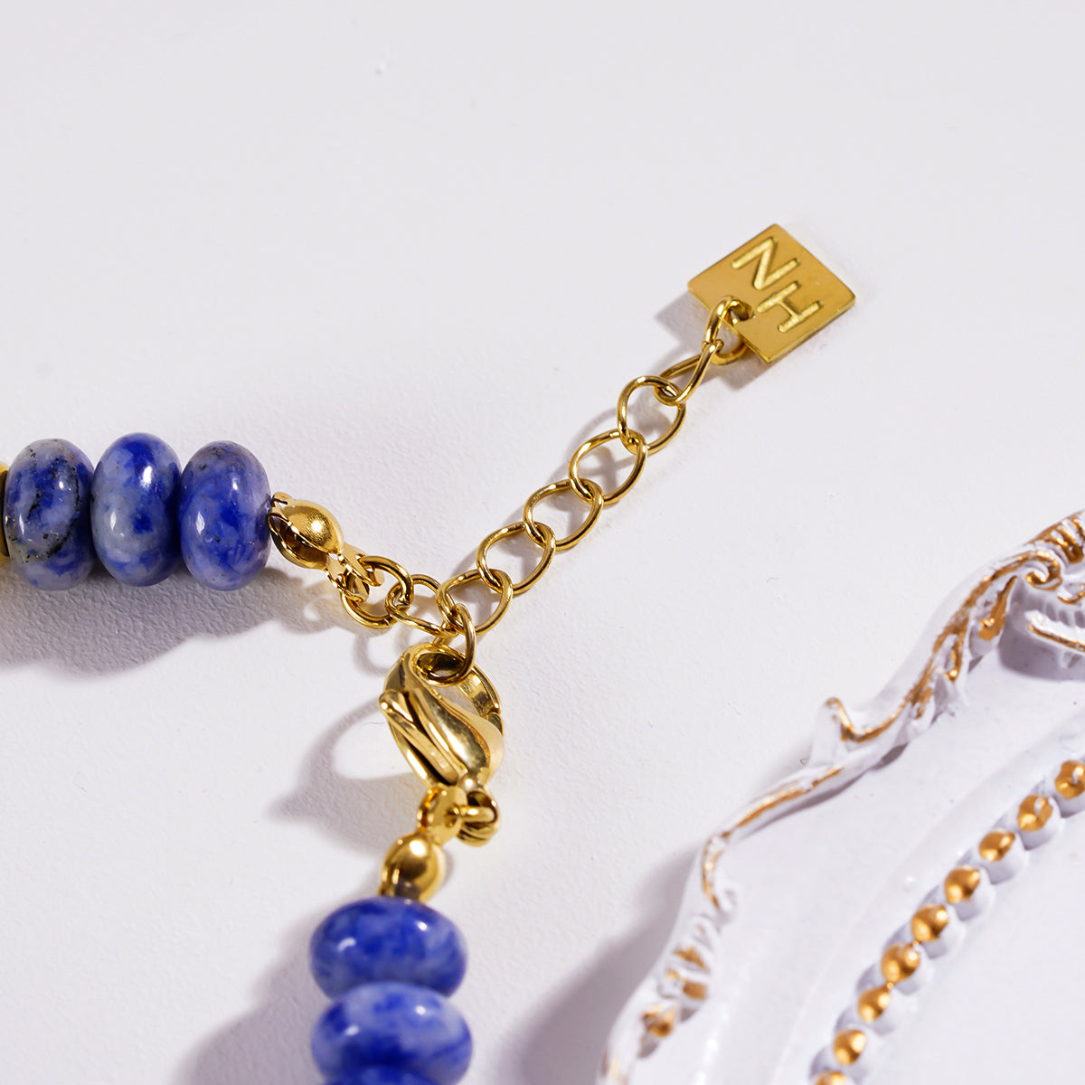 ELINA: Sodalite Stone & Gold Beaded Modern Boho Bracelet