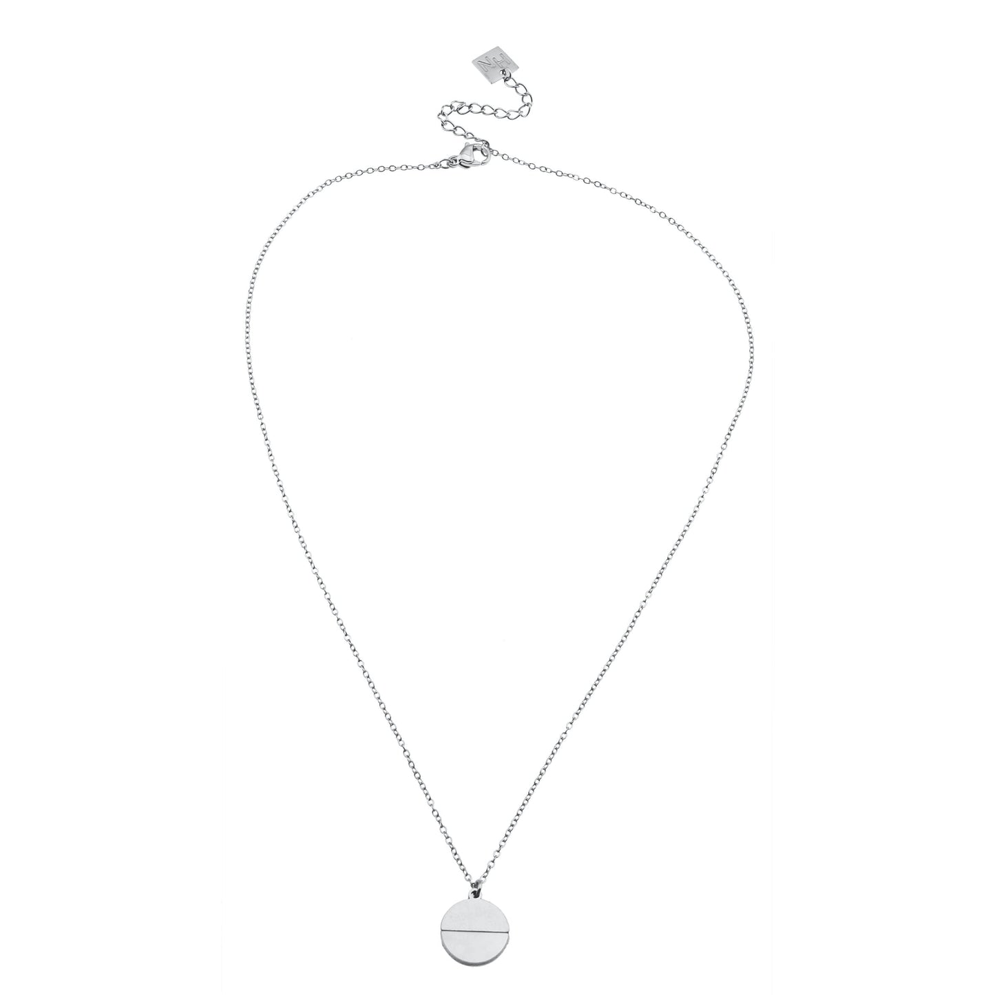 EMERSYN Silver (White Gold): Minimalist Metal & Shell Circle Pendant Necklace