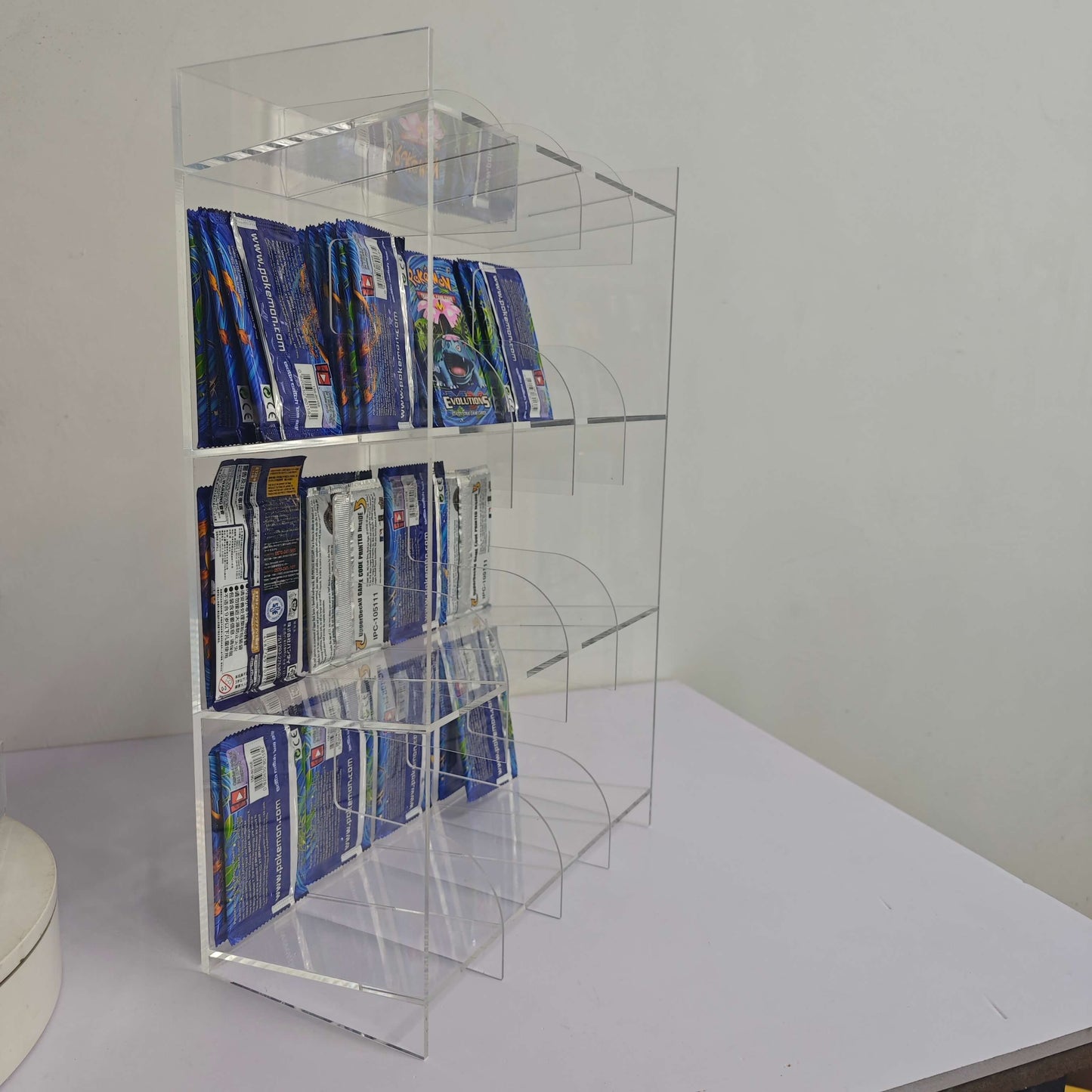 EVORETRO Acrylic Display Stand for Booster DispenserPacks – Retail Counter Unit with Top Shelf