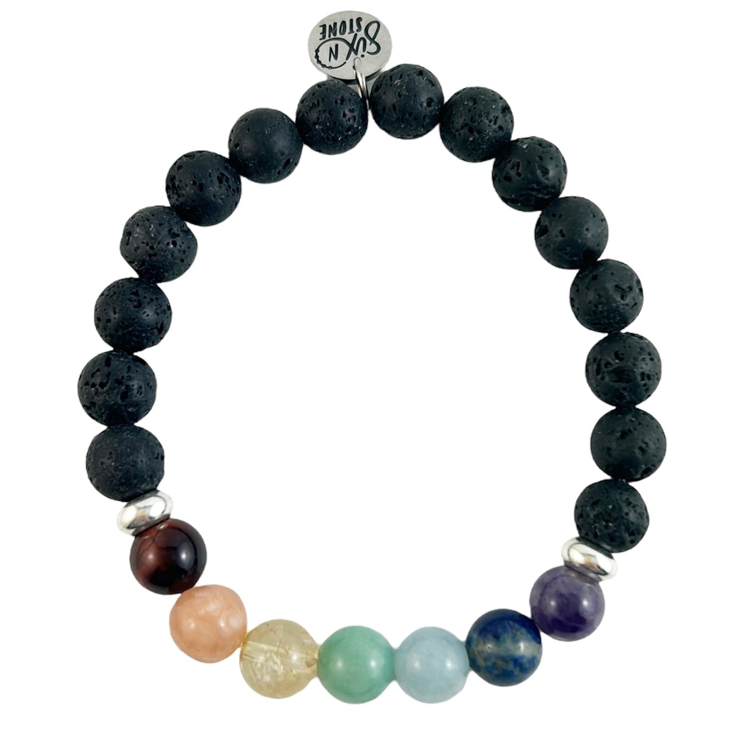 Chakra Bracelet in Black Lava