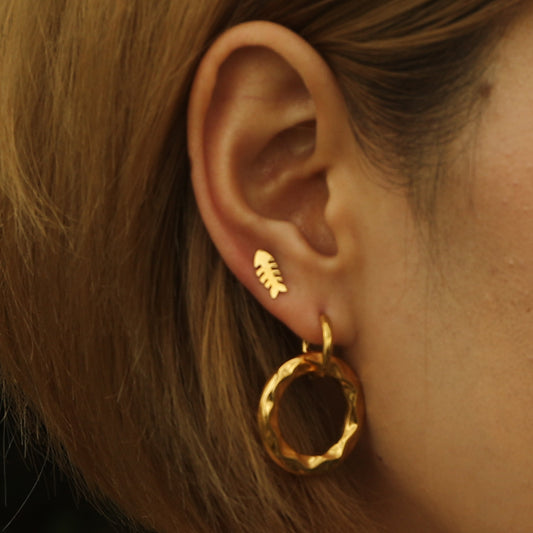 ELENA: Sculpted Texture Gold Hoop Earrings