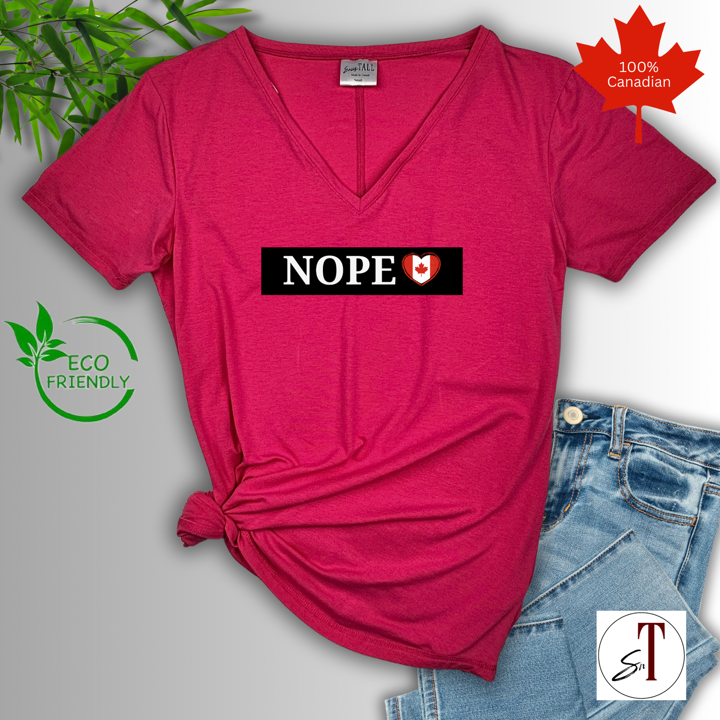 Nope, Canada is not for Sale, Canada Proud, Made in Canada, Soft Women's Bamboo t-shirt
