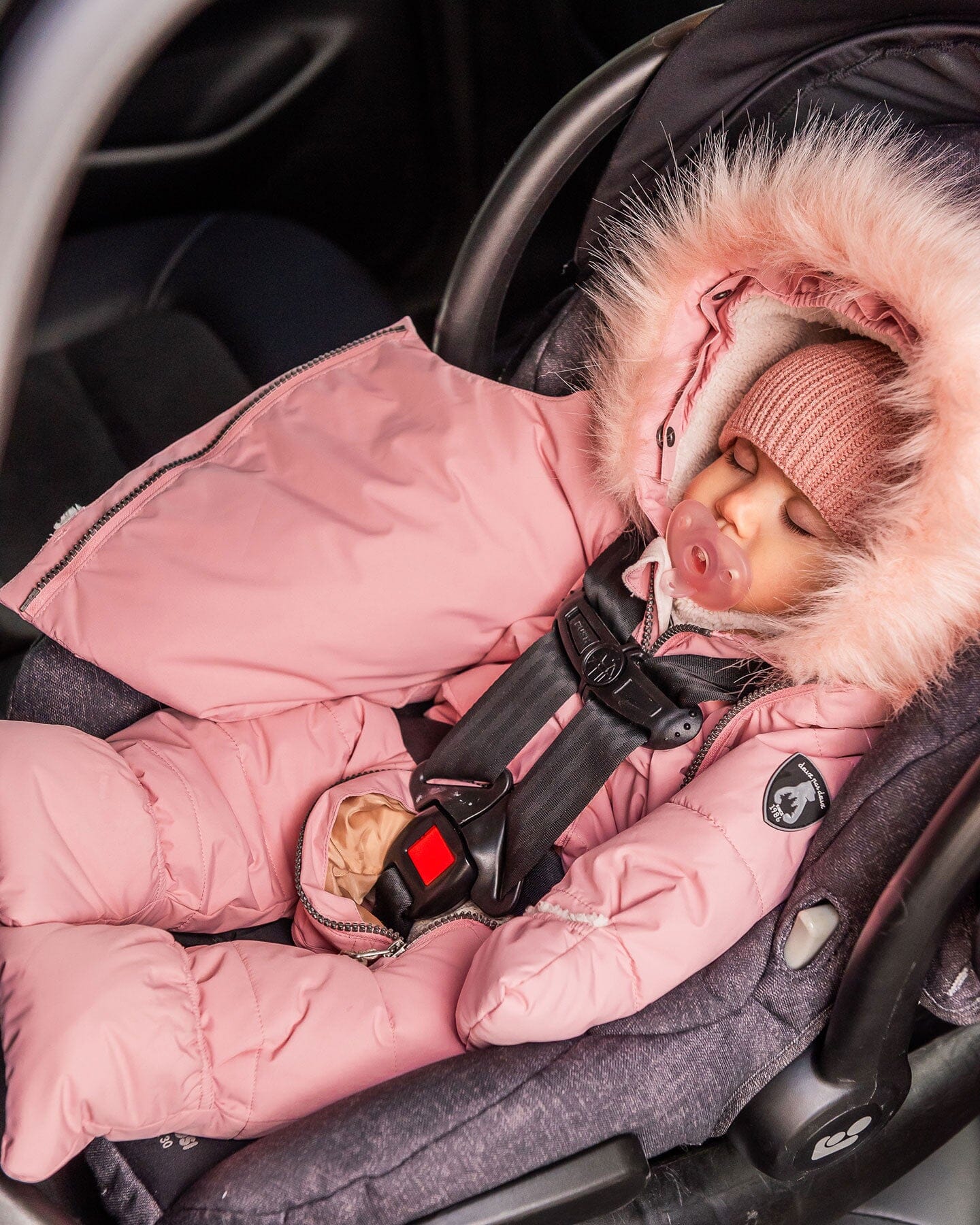 One-Piece Baby Snug Snowsuit Designed For Car Seat Black