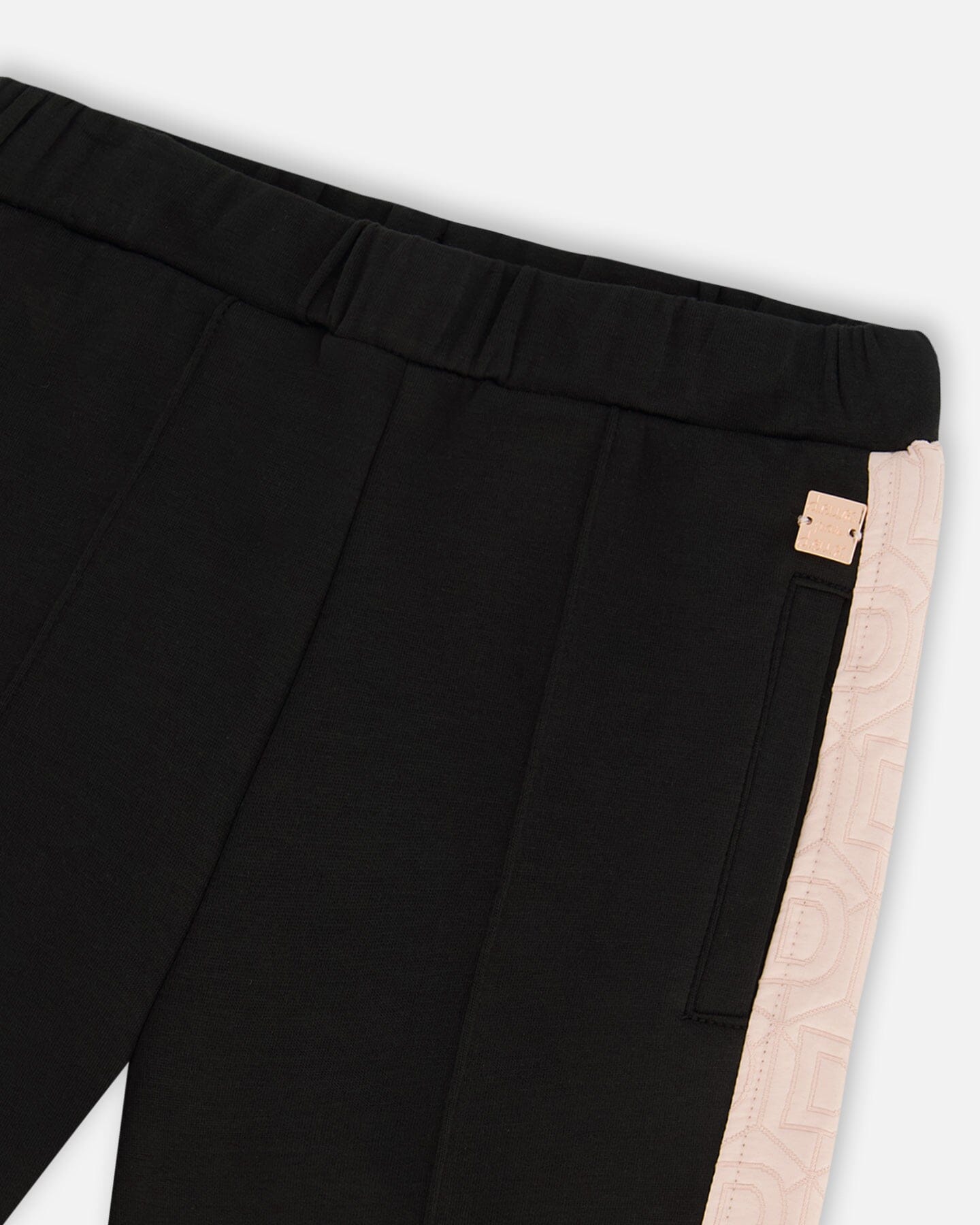Cropped Wide Leg Pant With Contrast Band Black