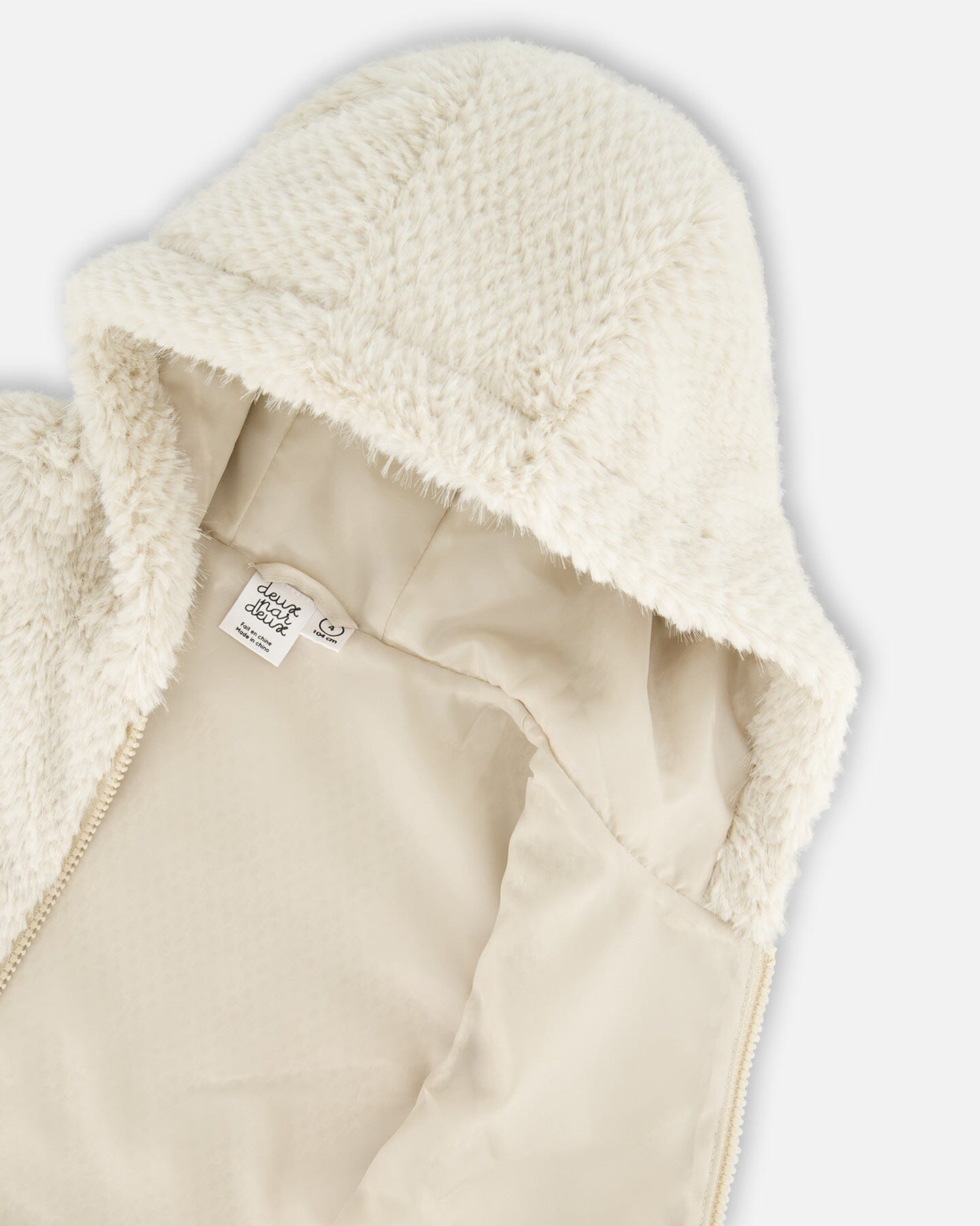 Hooded Vest With Pocket Beige