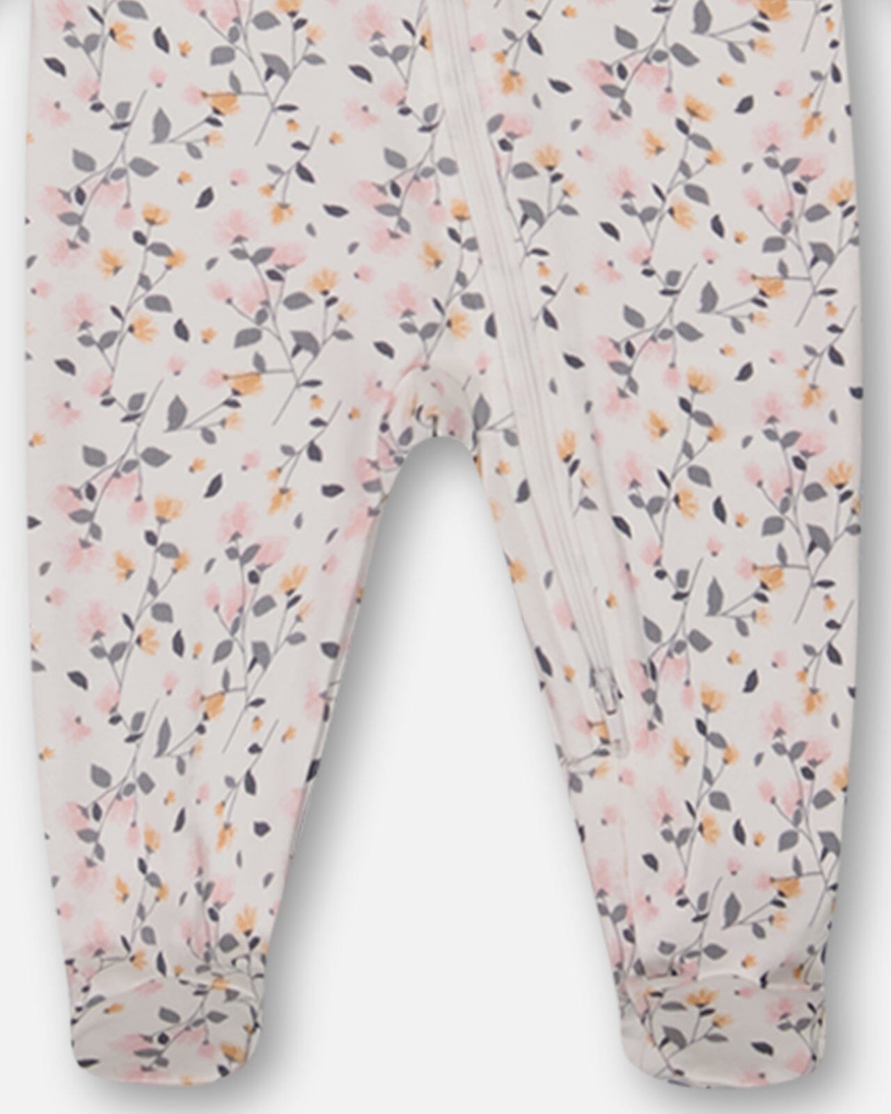 Organic Cotton One Piece Pajama Cream Printed Flowers