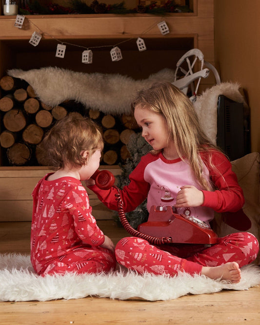 Organic Cotton One Piece Pajama Red Printed Christmas Tree