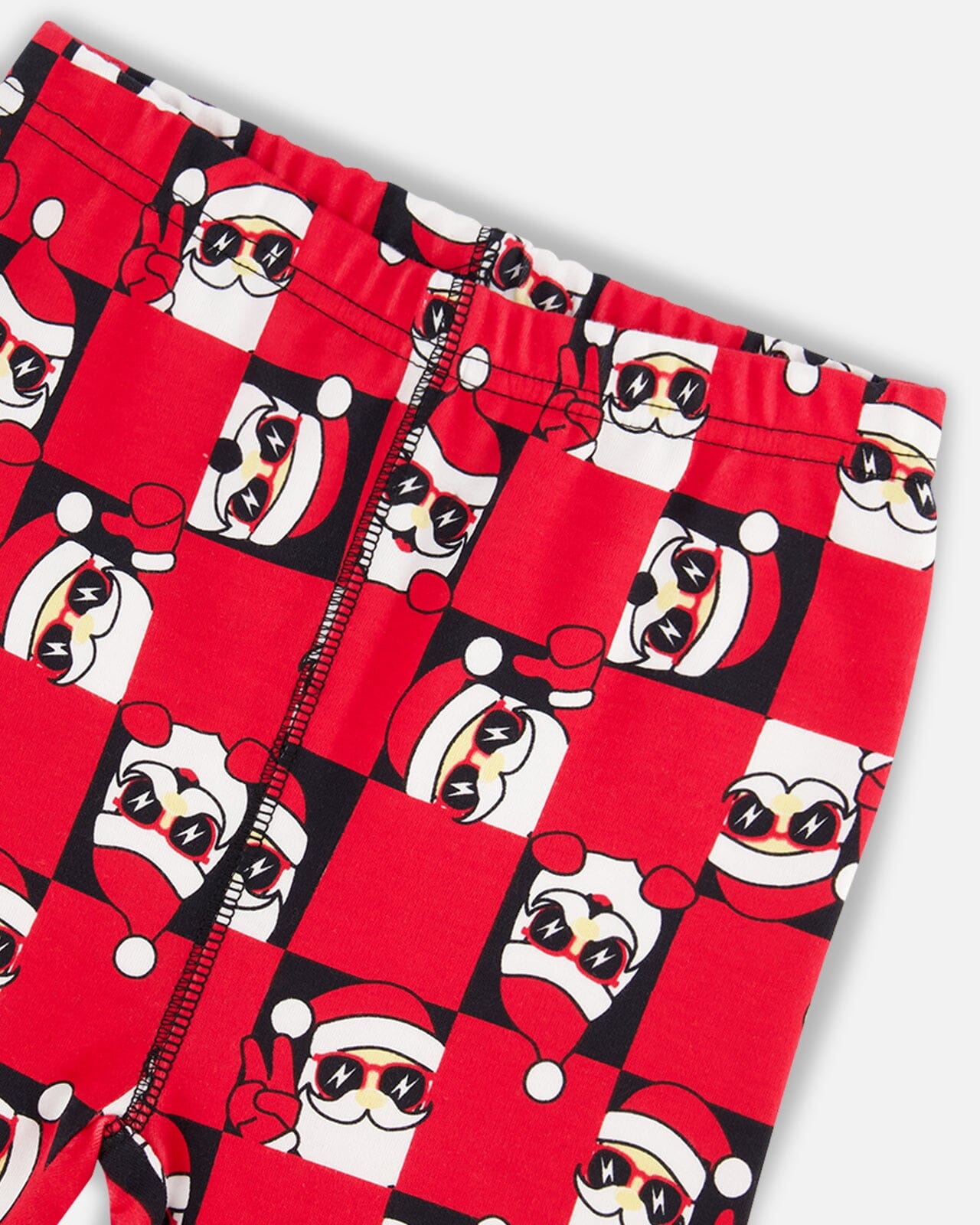 Organic Cotton Two Piece Pajama Set Red Printed Santa