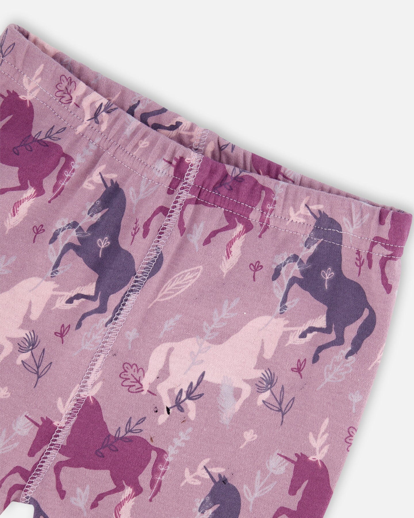 Organic Cotton Two Piece Pajama Set Mauve Printed Unicorns