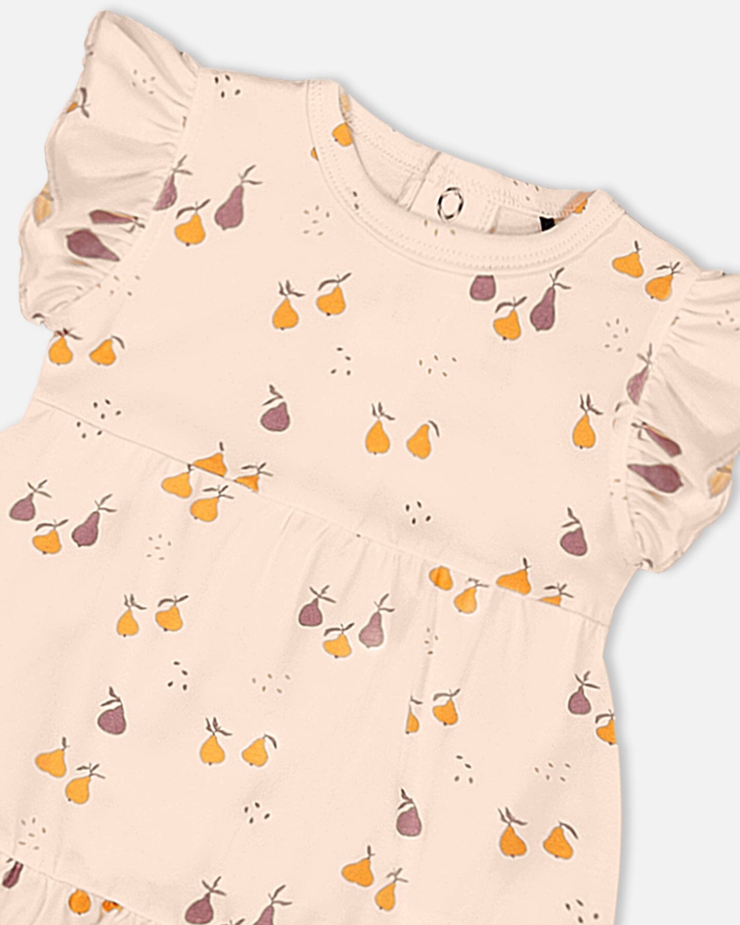 Printed Organic Cotton Dress And Bloomer Set Peach With Pears
