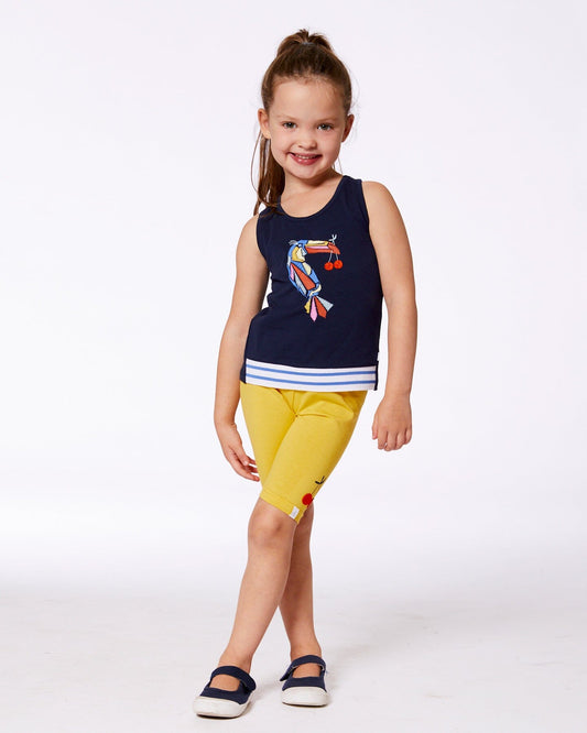 Organic Cotton Tank Top Navy Blue And Toucan