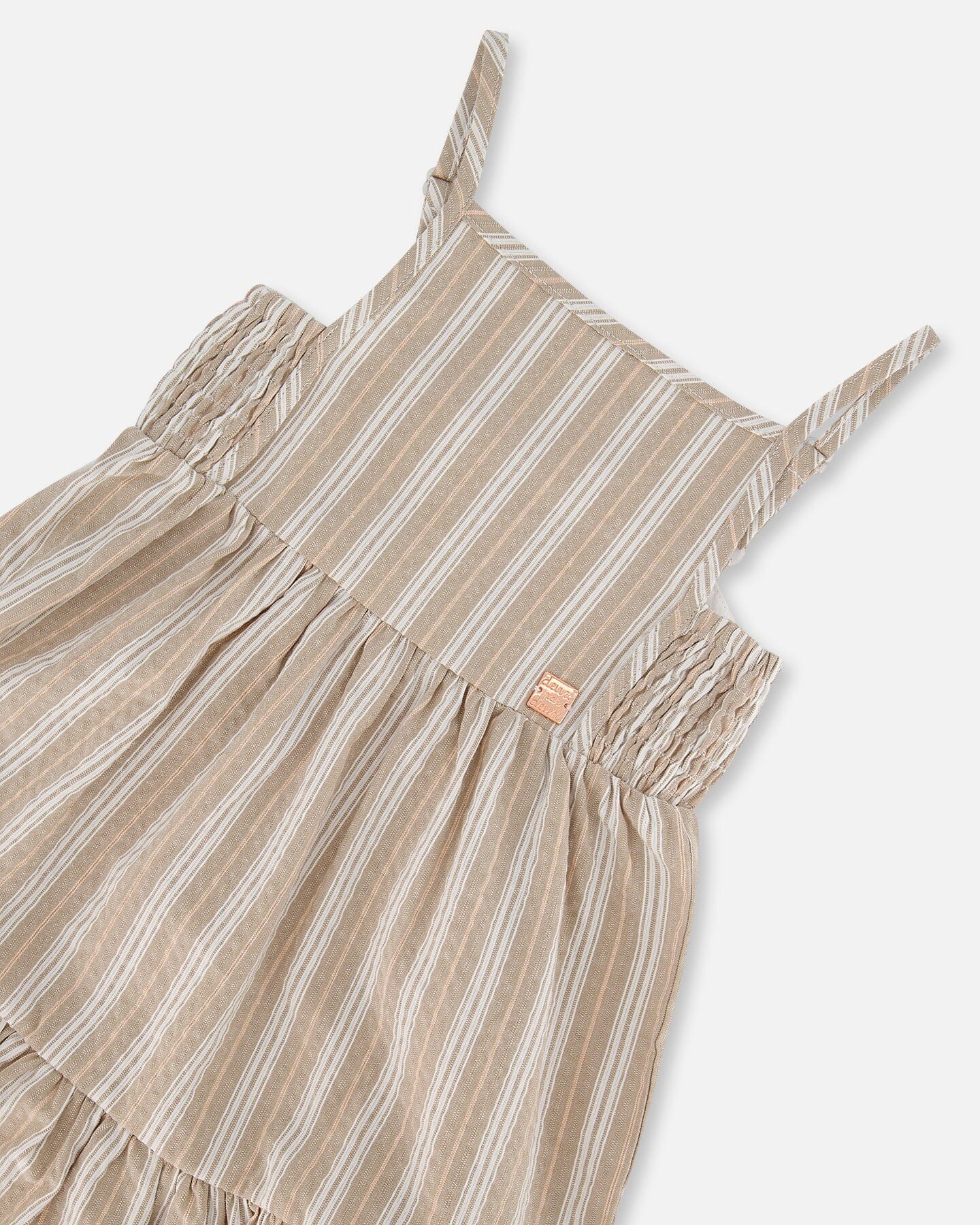 Sleeveless Cotton Dress White And Sage Striped