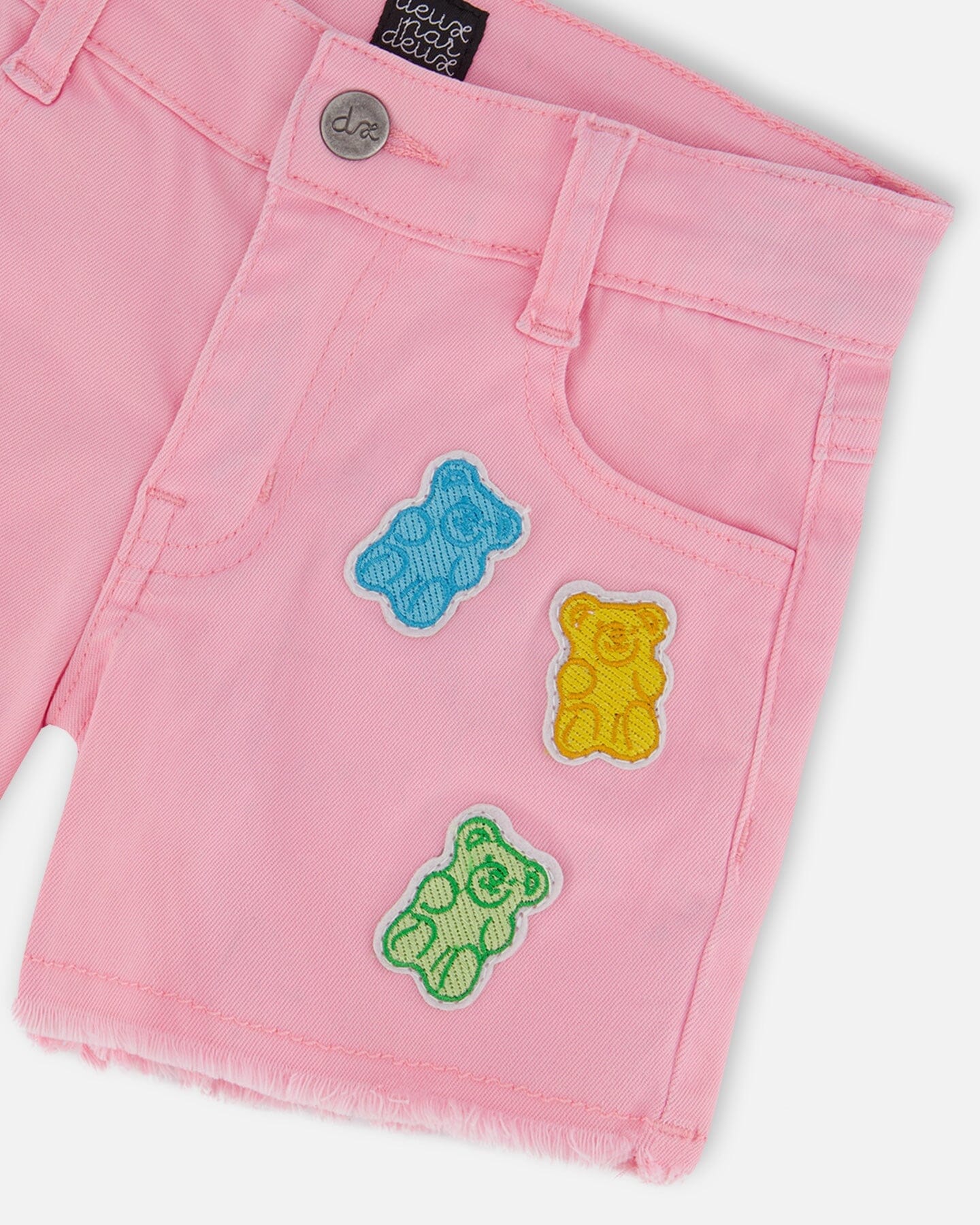 Jean Short With Embroidery Pink And Multicolored Gummies