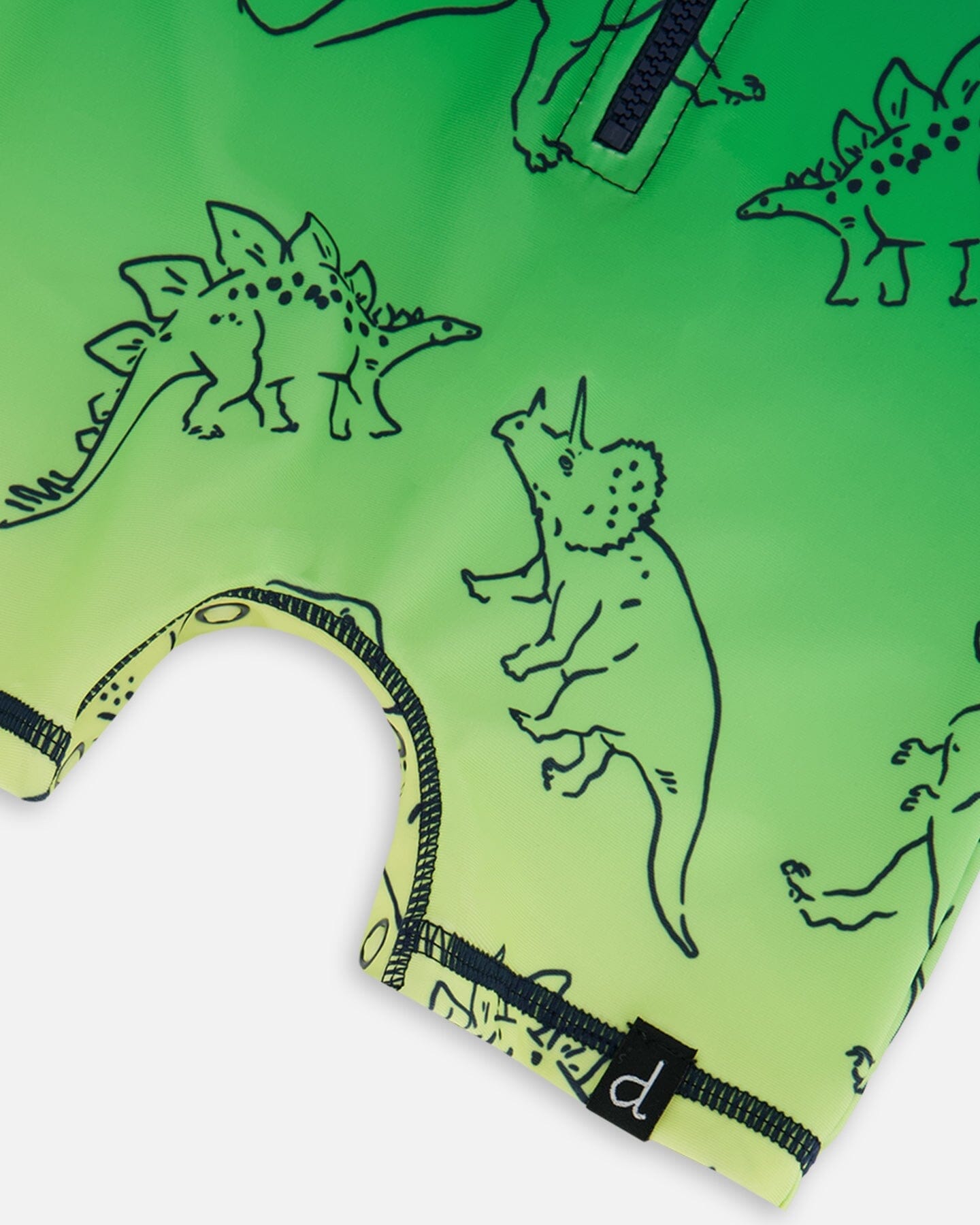 Printed Long Sleeve One-Piece Rashguard Vibrant Blue And Green Dino