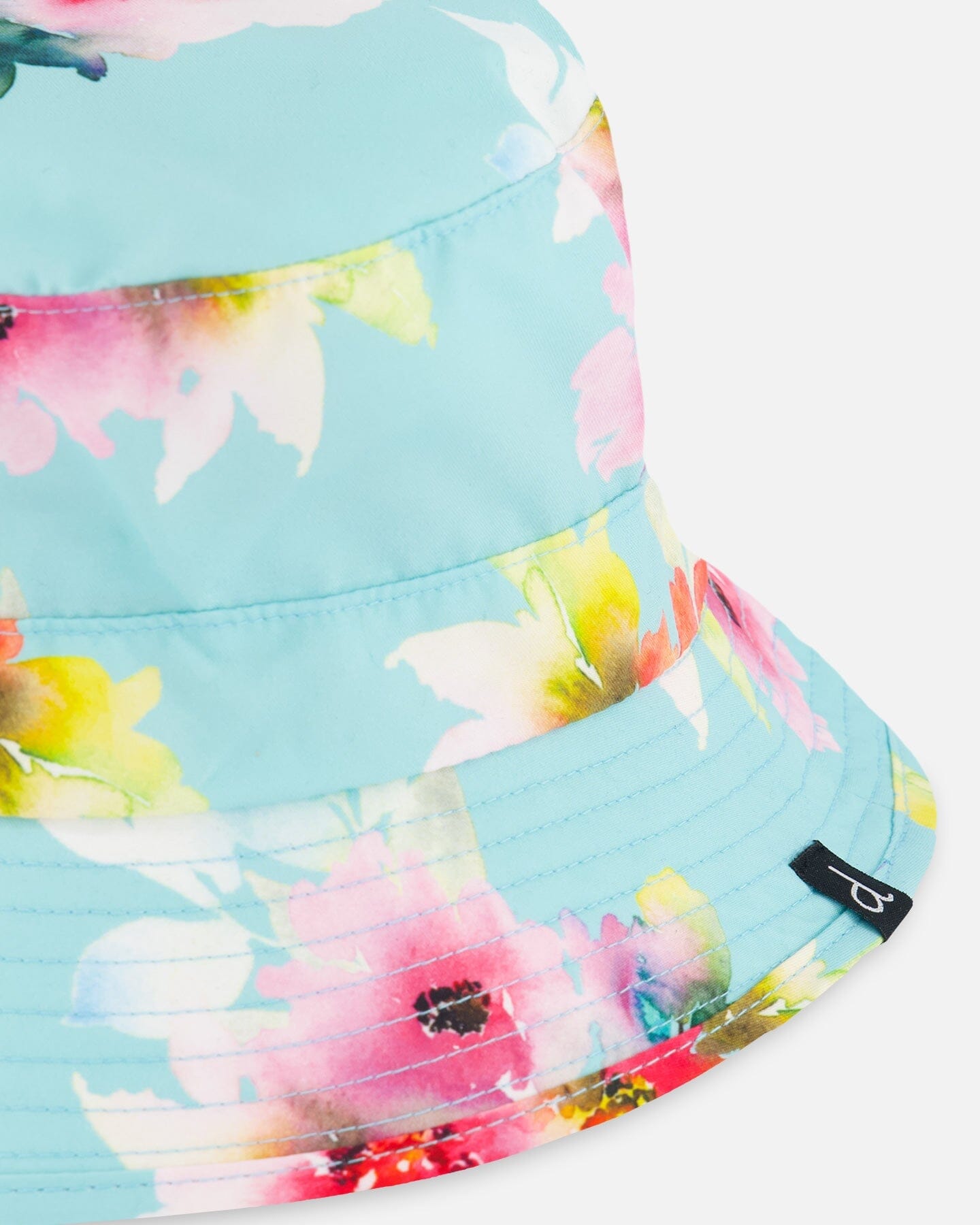 Printed Beach Sun Hat Turquoise And Pink Flowers