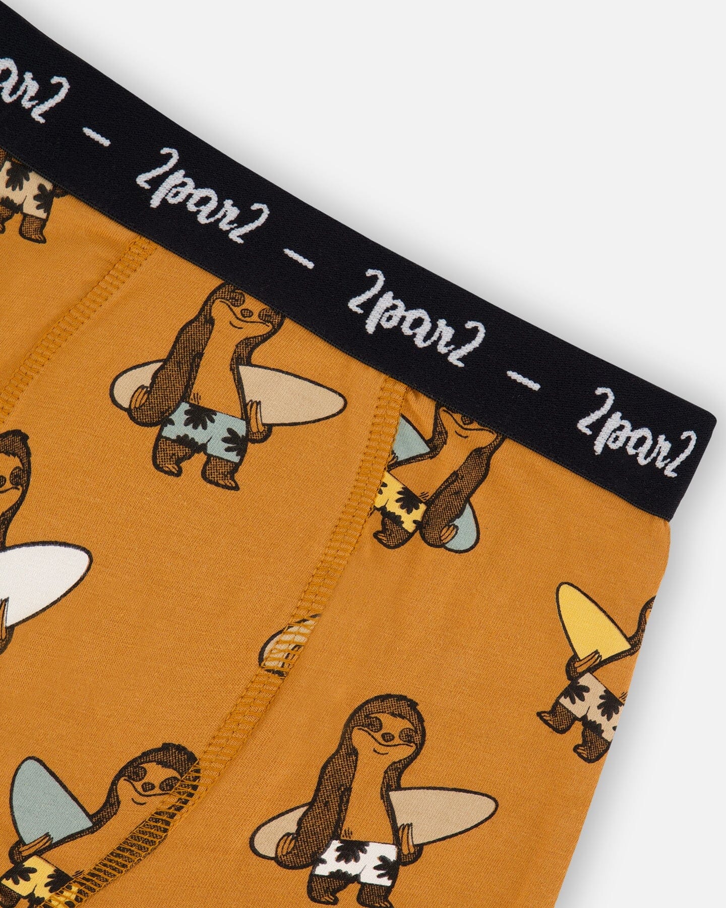 Printed Organic Cotton Boxer Shorts Sloths On Tan Background
