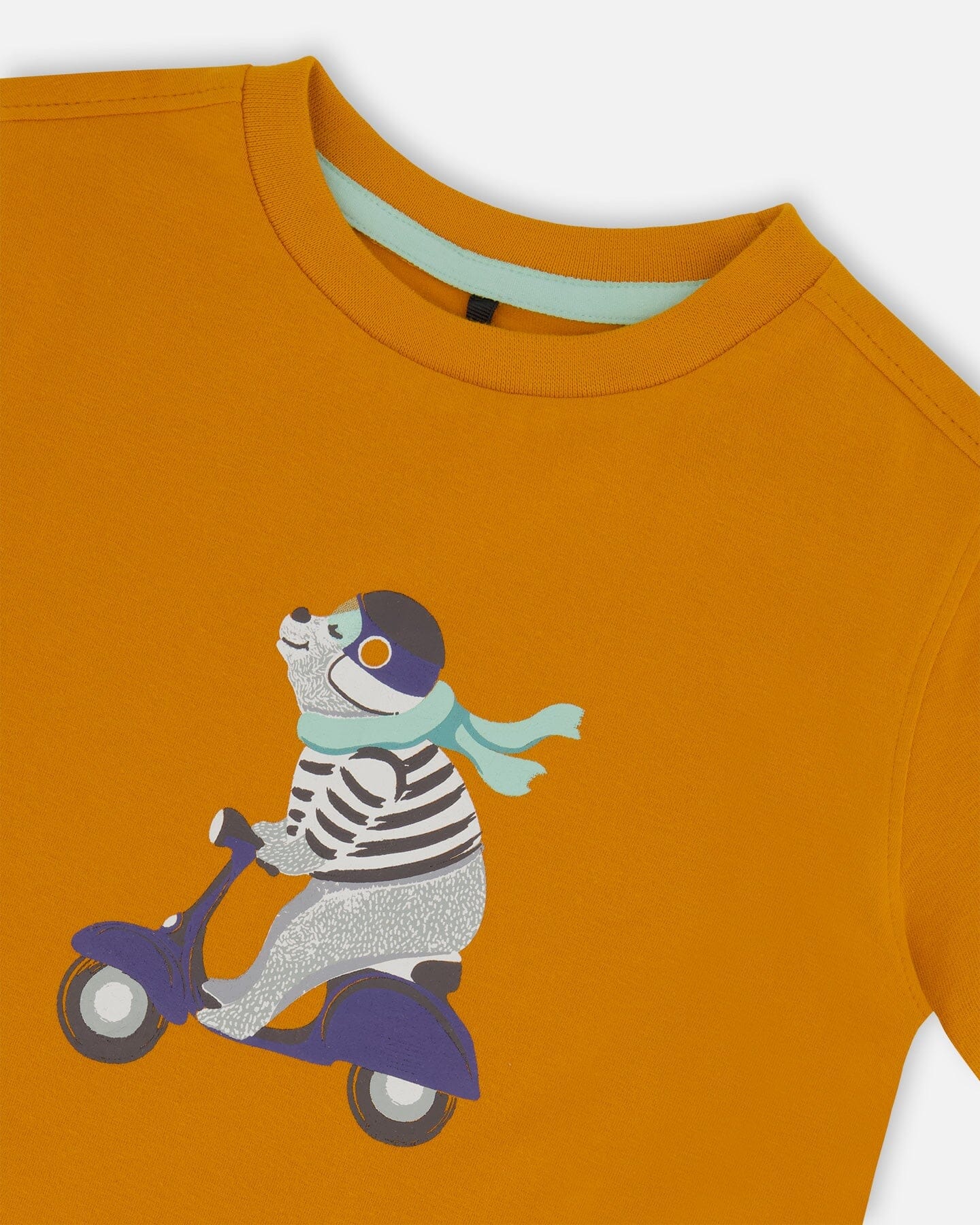 Organic Cotton Tee Vibrant Orange And Blue Vespa