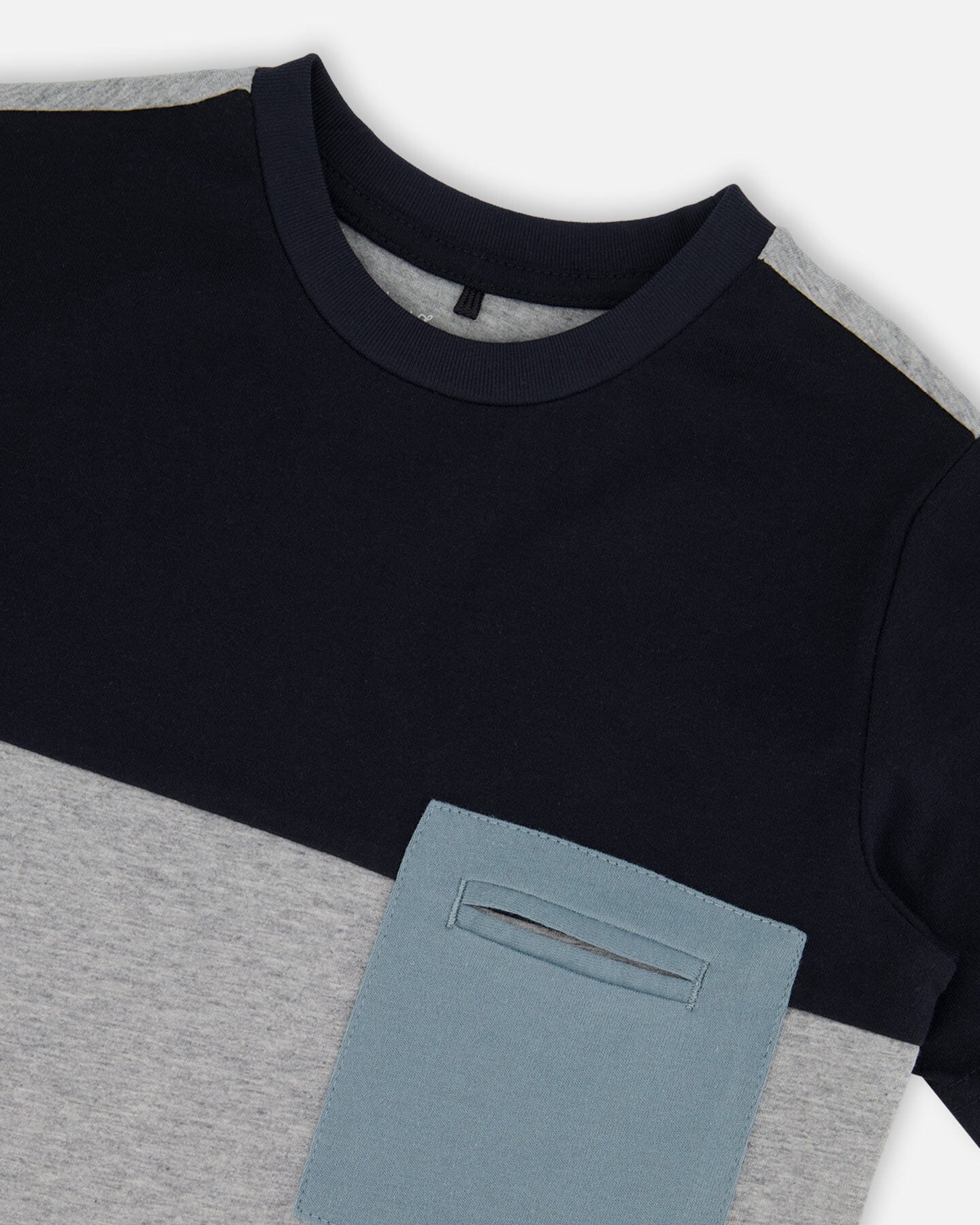 Organic Cotton Colorblock Tee Gray, Navy And Teal
