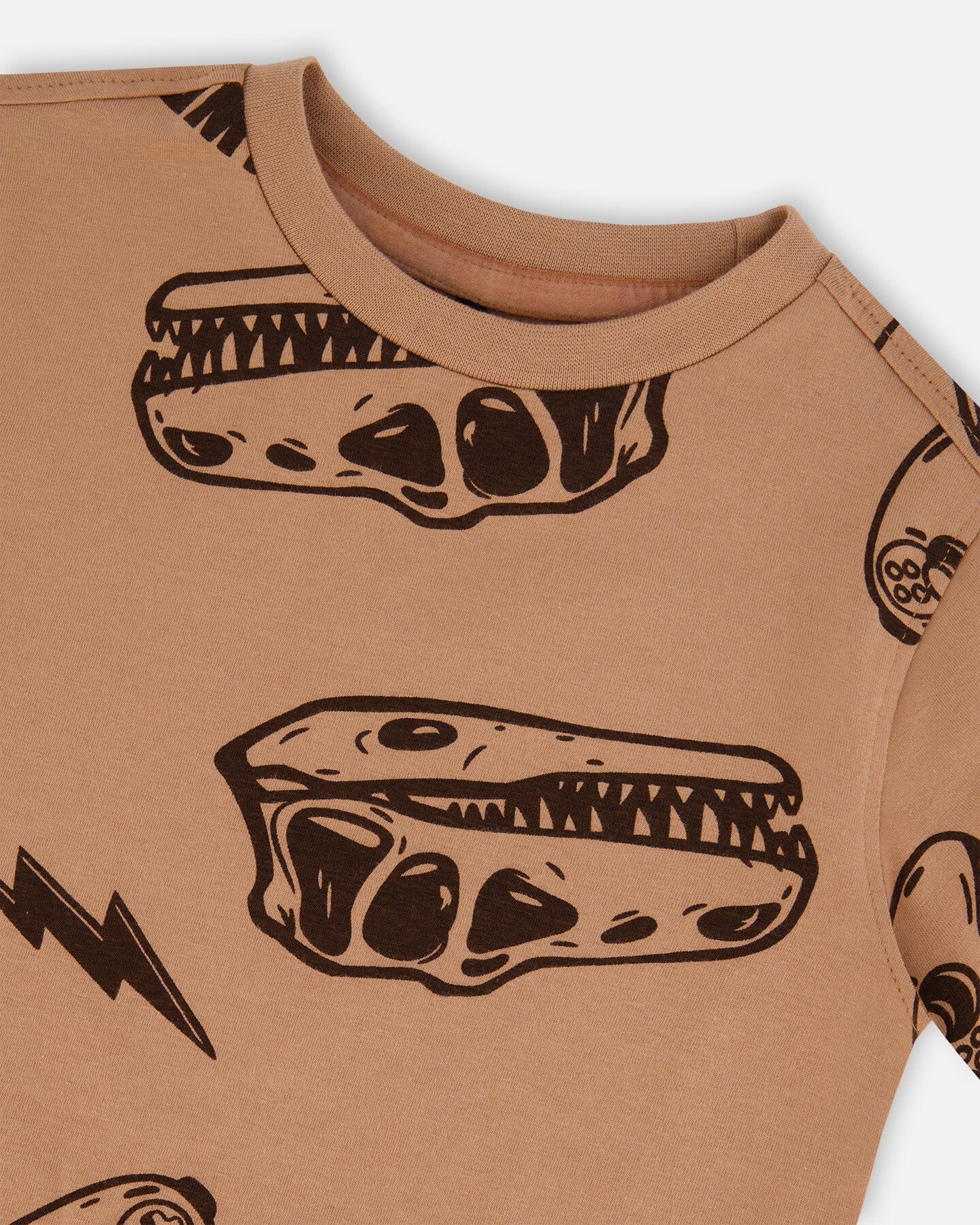 Printed Organic Cotton Tee Beige And Black Dinos