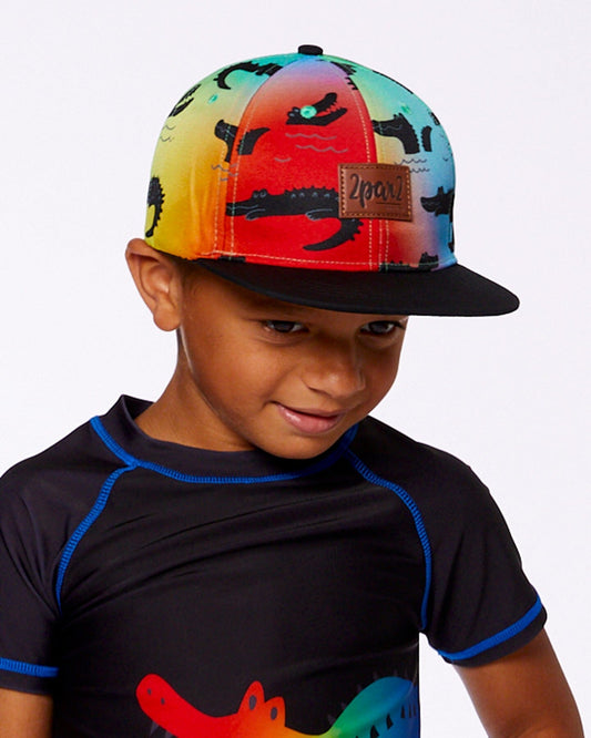 Printed Cap Black And Multicolored Crocodiles