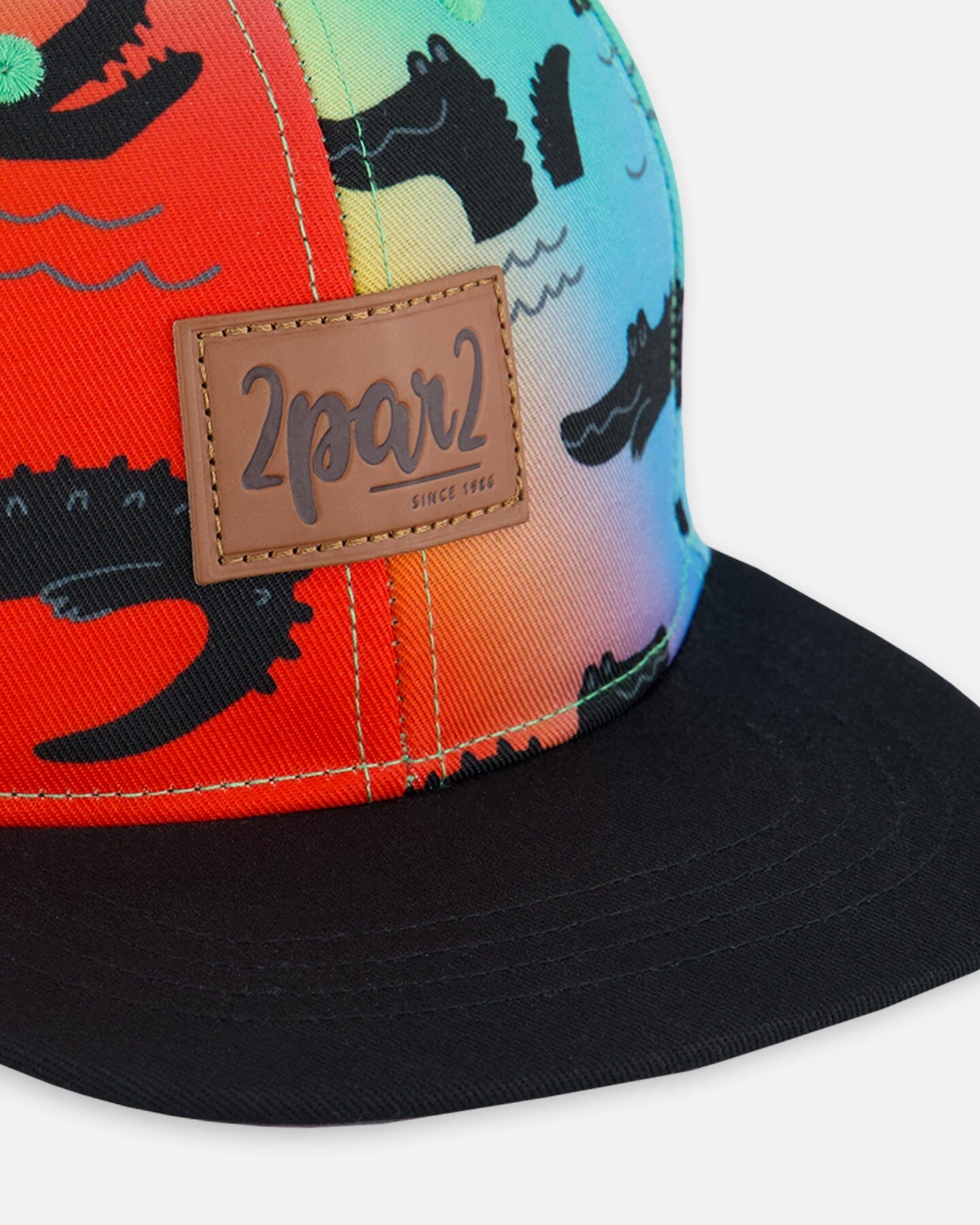 Printed Cap Black And Multicolored Crocodiles