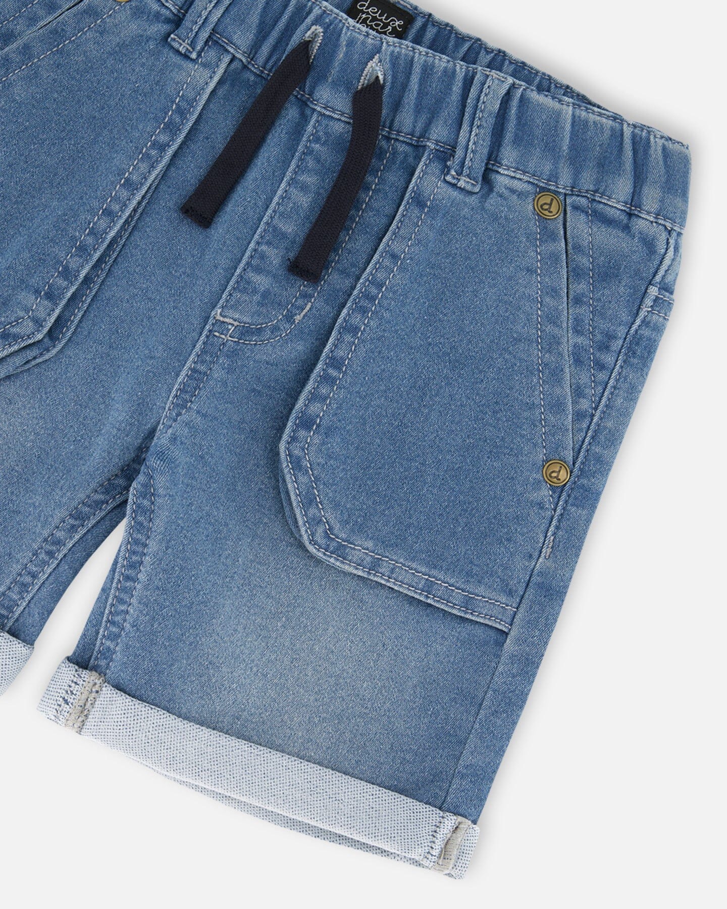 French Terry Denim Short Denim Blue