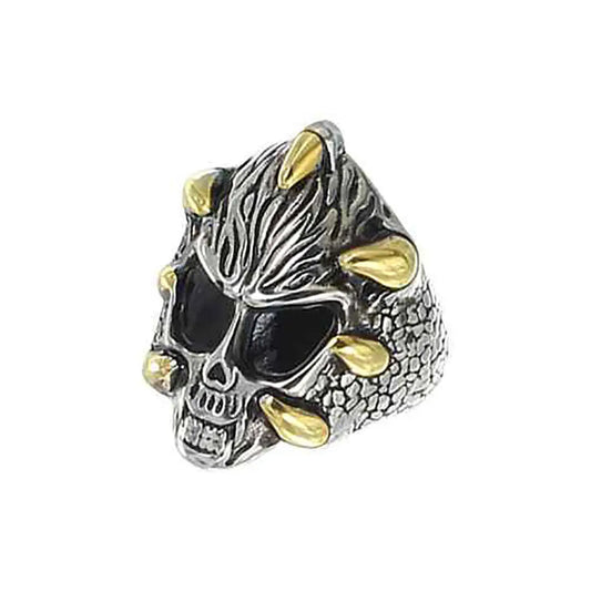 GoSteel Men's Dragon Claws and Skull Ring