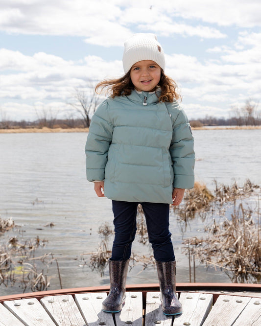 Puffer Winter Jacket Designed For Car Seat Sage Green