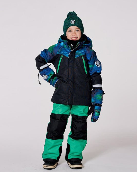 Two-Piece Play Snowsuit With Colorblocked Jacket Green