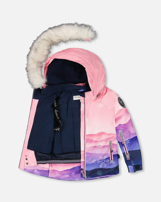 Two-Piece Play Snowsuit With Printed Jacket Navy Blue