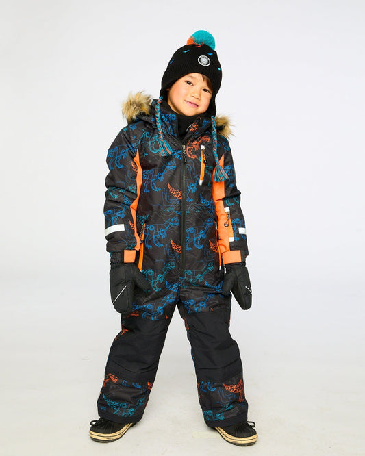 One-Piece Play Snowsuit Robot Dinosaur Print
