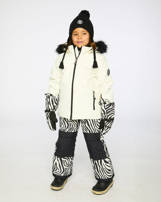 Two-Piece Play Snowsuit Off-White With Printed Pants