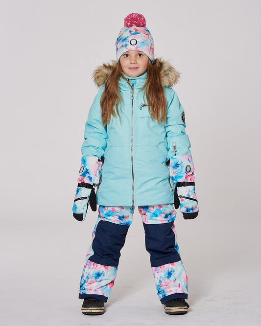 Two-Piece Play Snowsuit Blue Flower Print