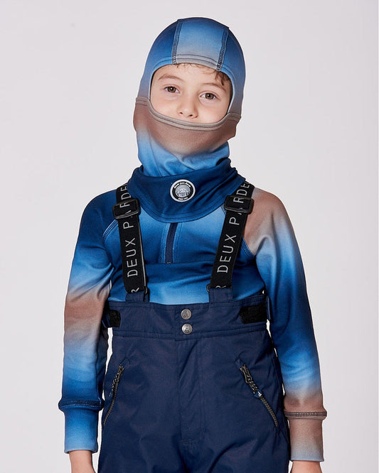 Brushed Jersey Balaclava Blue And Beige Gradient