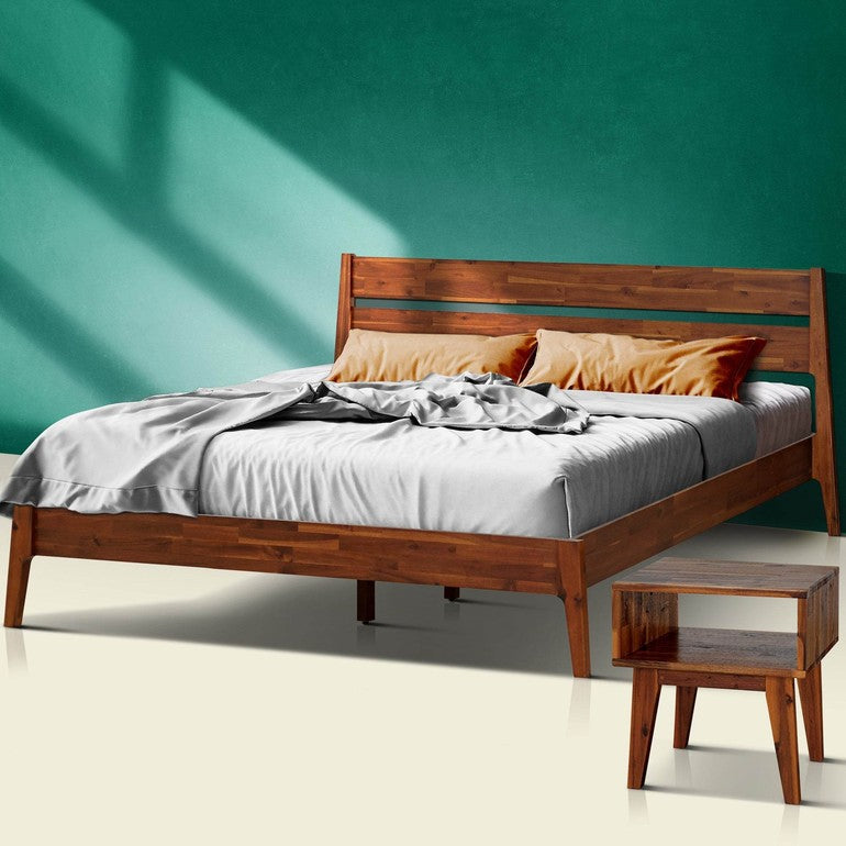 Callisto Solid Wood Bed Frame and Nightstand Bedroom Set