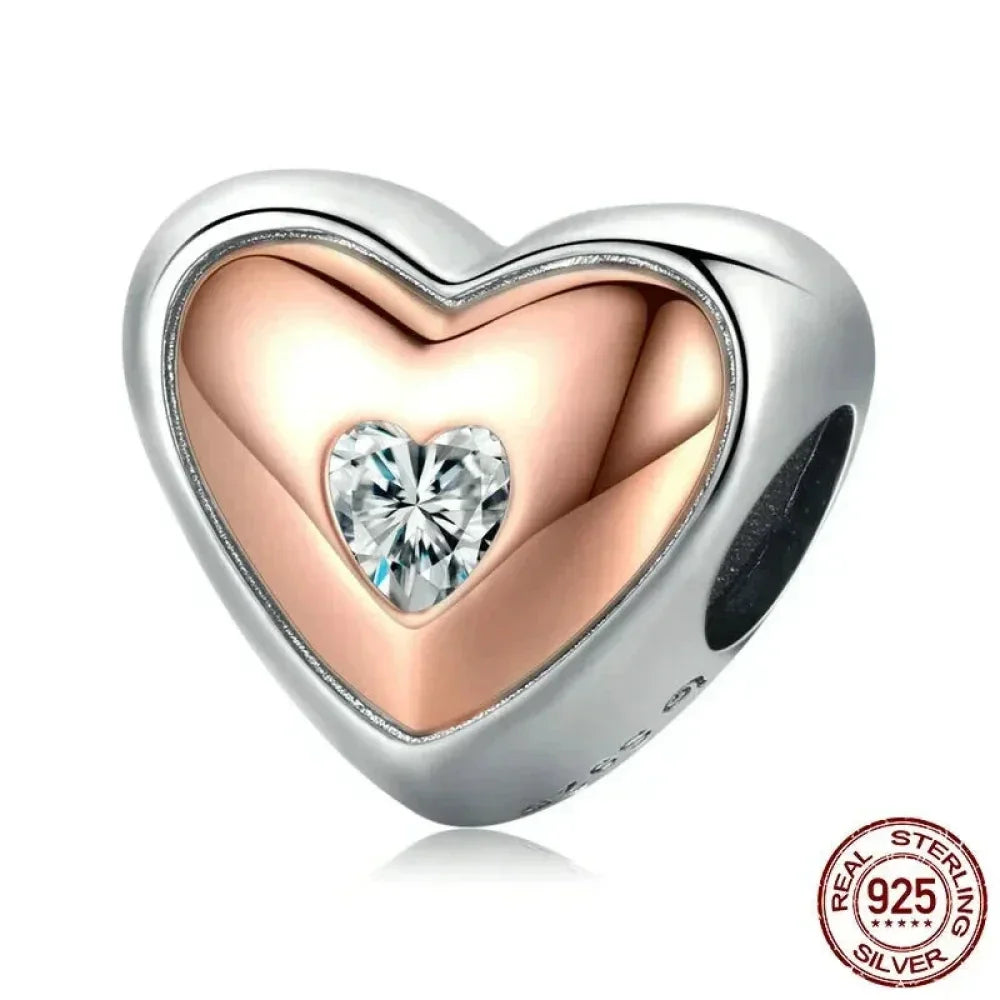 Two-Tone Heart Charm: Embrace Timeless Love