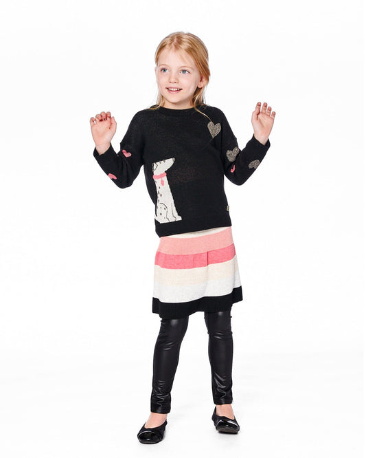 Knit Sweater Black With Dalmatian And Hearts