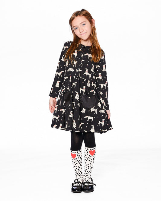 Knit Tights Black With Dalmatian Pattern