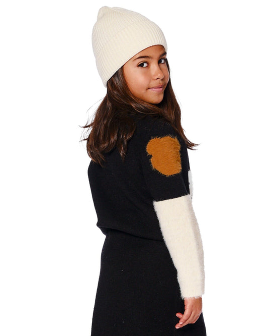Knitted Sweater Black With Bear Intarsia