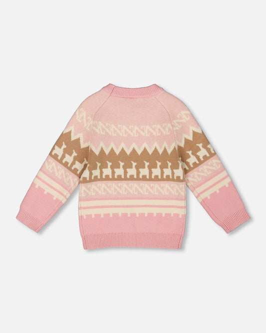 Llama Jacquard Sweater Dusty Pink