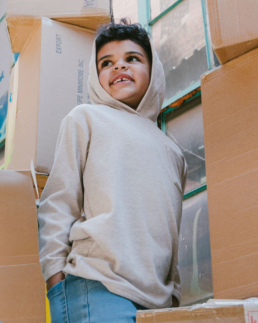 Long Sleeve Super Soft Brushed Jersey Hooded Tee Heather Beige